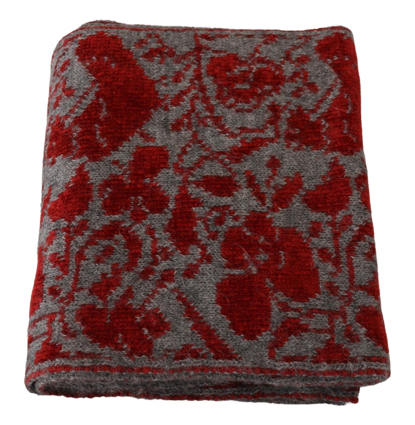 GF Ferre Red Grey Knitted Wrap Warmer s Shawl Scarf