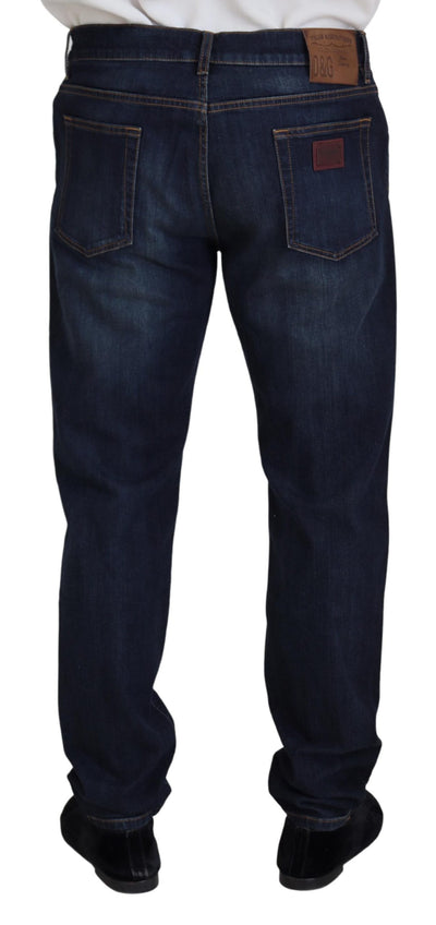 Dolce & Gabbana Blue Cotton Straight Fit Casual Denim Jeans