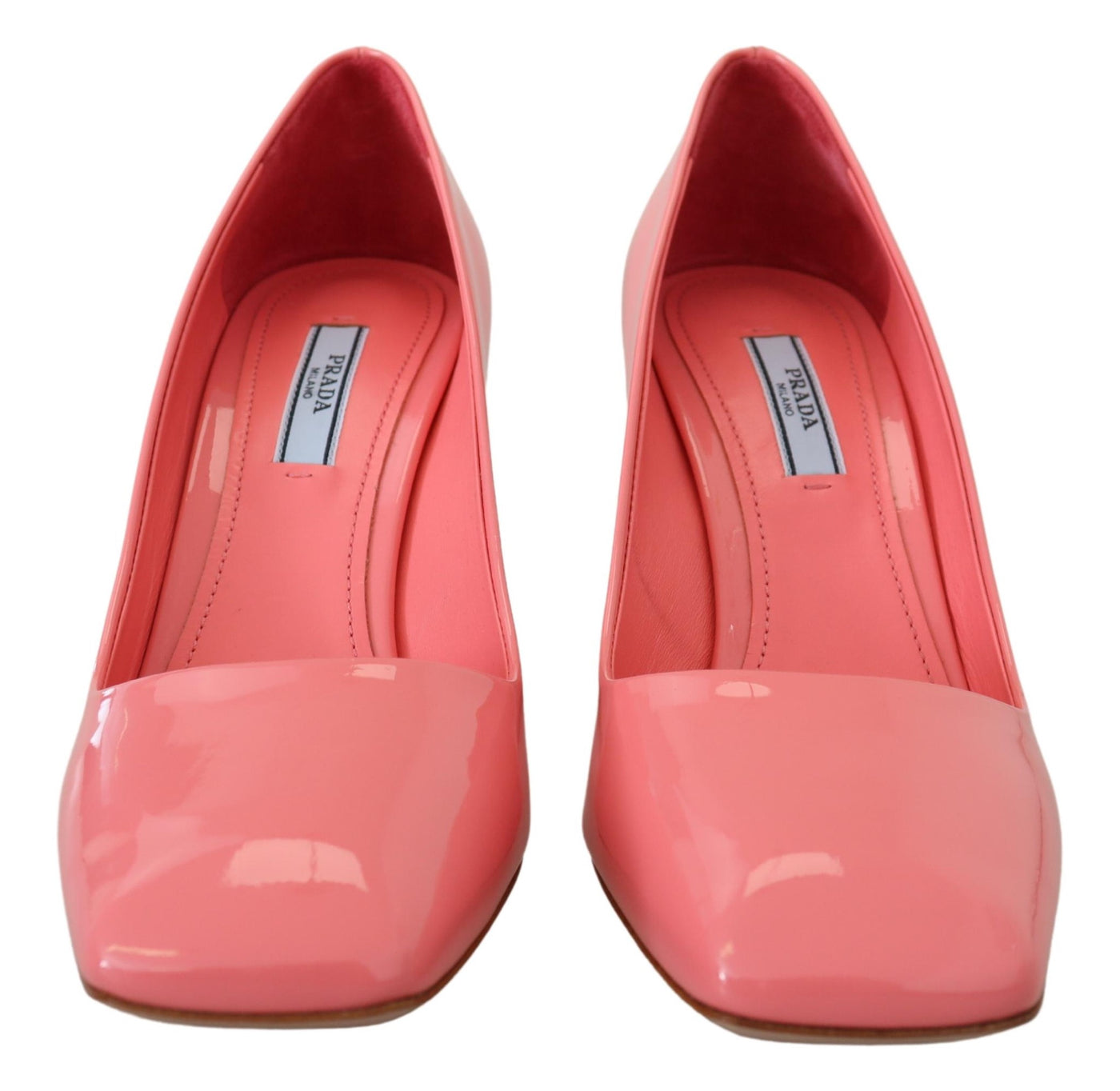 Pink Patent Leather Block Heels Pumps Classic