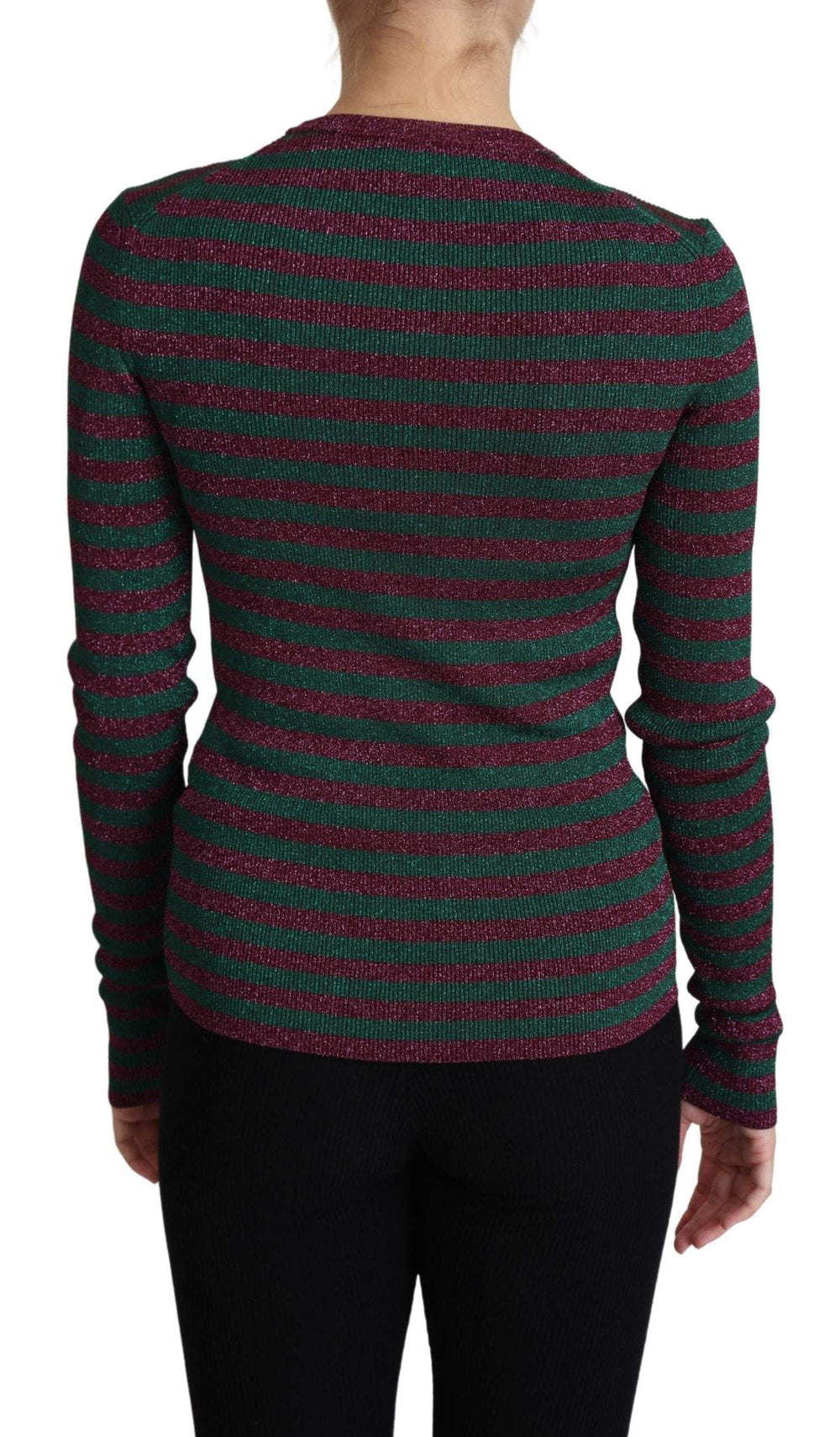 Dolce & Gabbana Multicolor Stripes Crew Neck Pullover Sweater #women, Dolce & Gabbana, feed-agegroup-adult, feed-color-gray, feed-gender-female, feed-size-IT40|S, feed-size-IT42|M, Gray, IT40|S, IT42|M, Sweaters - Women - Clothing, Women - New Arrivals at SEYMAYKA