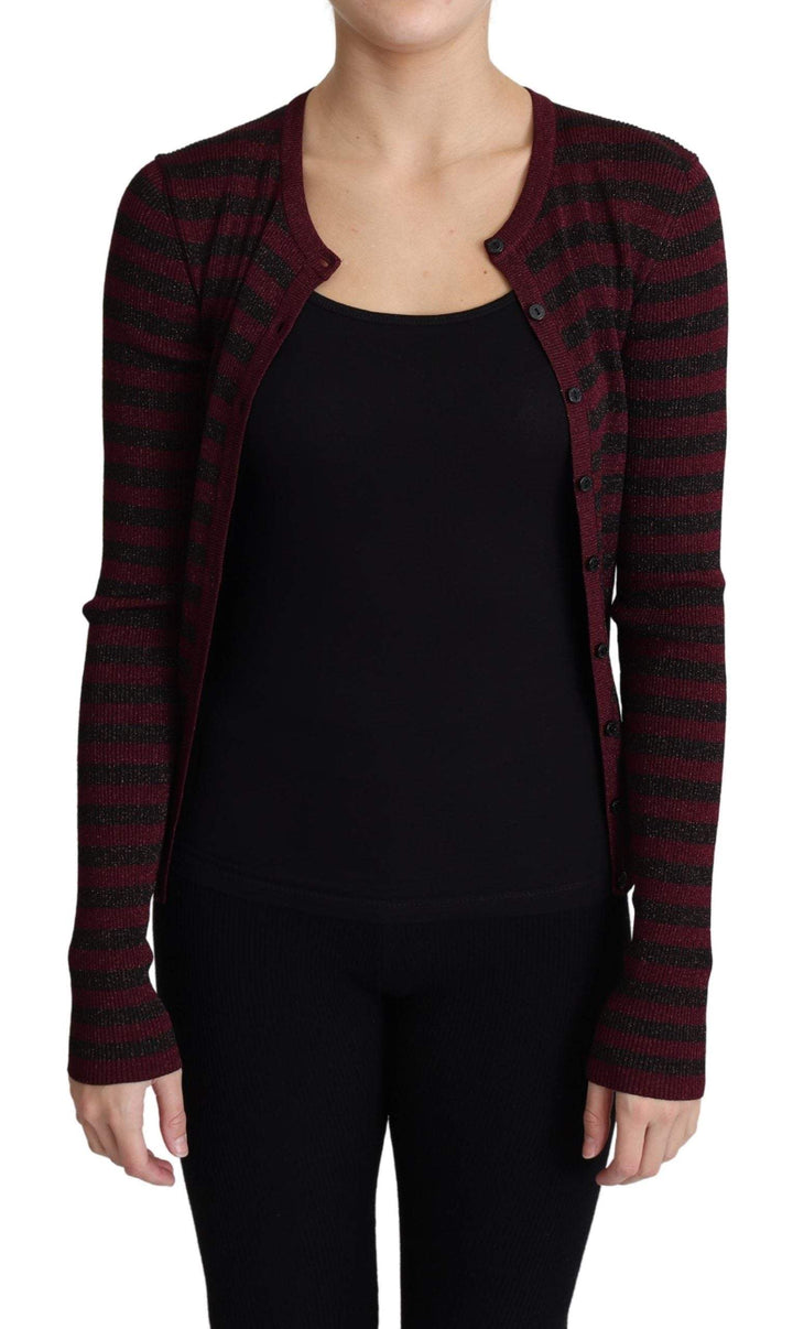Dolce & Gabbana Black Red Striped Viscose Cardigan Sweater #women, Black, Dolce & Gabbana, feed-agegroup-adult, feed-color-Black, feed-gender-female, IT38|XS, IT42|M, Sweaters - Women - Clothing, Women - New Arrivals at SEYMAYKA