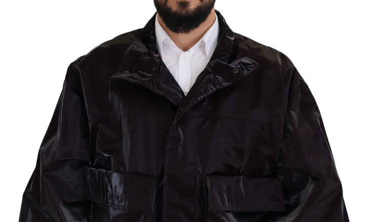 Dolce & Gabbana Bordeaux Nylon Collared  Coat Jacket