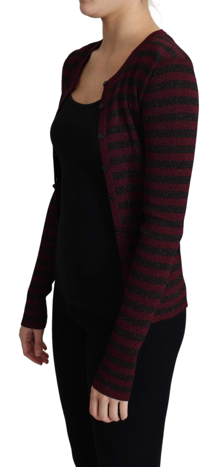 Dolce & Gabbana Black Red Striped Viscose Cardigan Sweater #women, Black, Dolce & Gabbana, feed-agegroup-adult, feed-color-Black, feed-gender-female, IT38|XS, IT42|M, Sweaters - Women - Clothing, Women - New Arrivals at SEYMAYKA