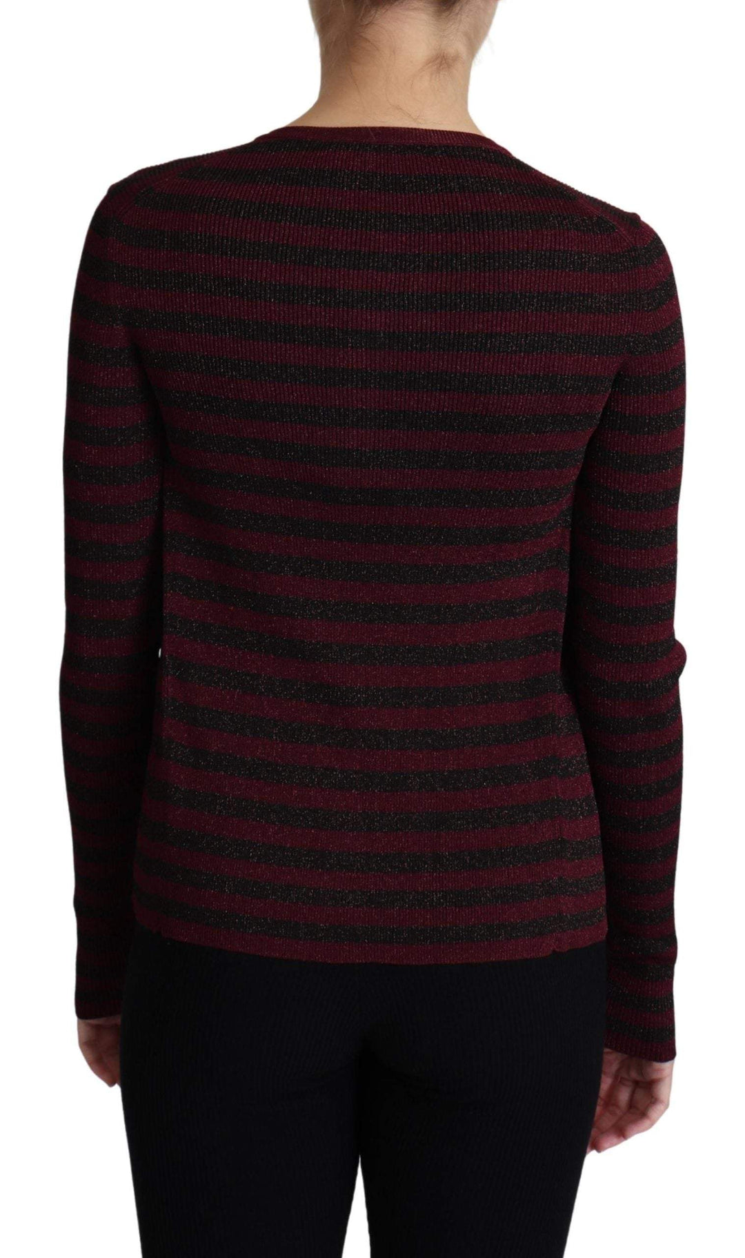 Dolce & Gabbana Black Red Striped Viscose Cardigan Sweater #women, Black, Dolce & Gabbana, feed-agegroup-adult, feed-color-Black, feed-gender-female, IT38|XS, IT42|M, Sweaters - Women - Clothing, Women - New Arrivals at SEYMAYKA
