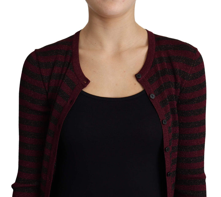 Dolce & Gabbana Black Red Striped Viscose Cardigan Sweater #women, Black, Dolce & Gabbana, feed-agegroup-adult, feed-color-Black, feed-gender-female, IT38|XS, IT42|M, Sweaters - Women - Clothing, Women - New Arrivals at SEYMAYKA
