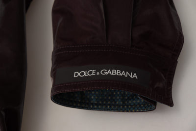 Dolce & Gabbana Bordeaux Nylon Collared  Coat Jacket