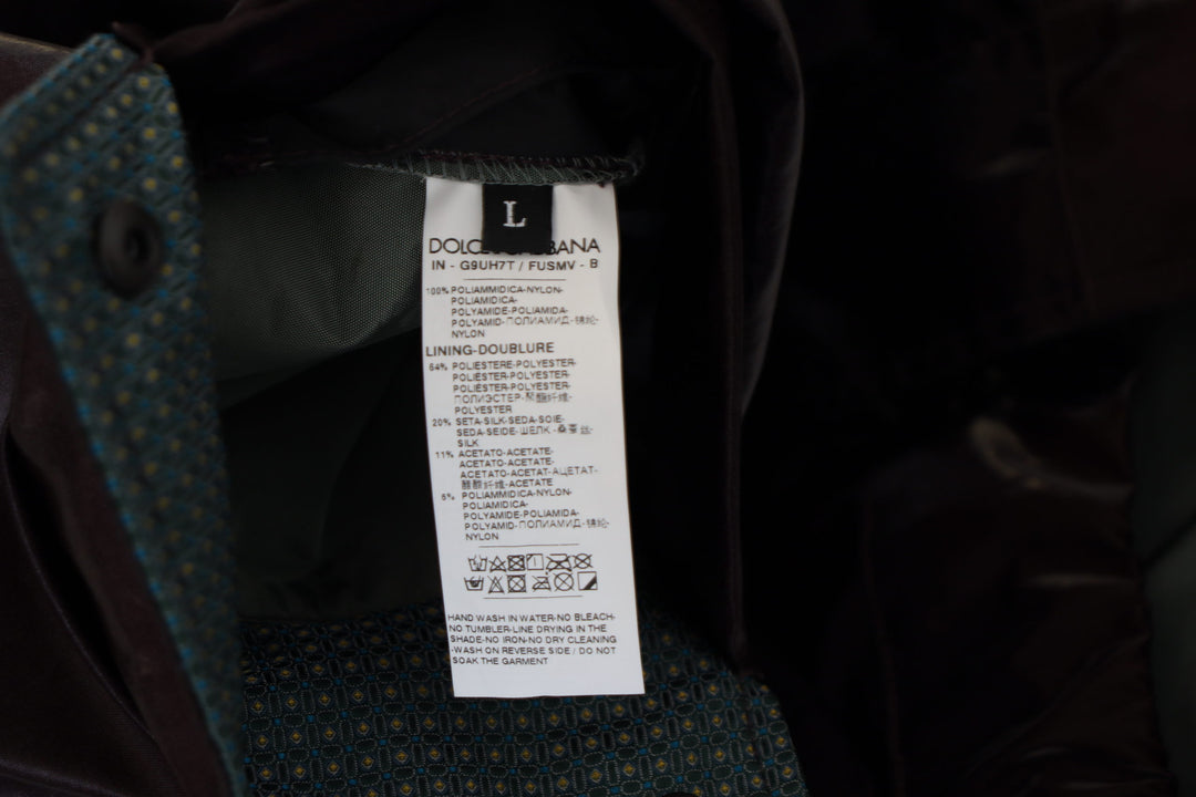 Dolce & Gabbana Bordeaux Nylon Collared  Coat Jacket