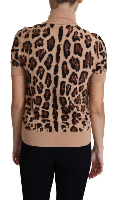 Dolce & Gabbana Beige Leopard Print Virgin Wool Turtleneck Top #women, Beige, Dolce & Gabbana, feed-agegroup-adult, feed-color-Beige, feed-gender-female, feed-size-IT40|S, feed-size-IT42|M, feed-size-IT44|L, IT40|S, IT42|M, IT44|L, Tops & T-Shirts - Women - Clothing, Women - New Arrivals at SEYMAYKA