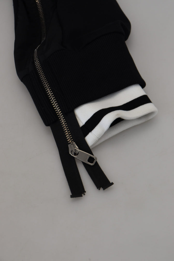 Dolce & Gabbana Black Polyester Hooded Full Zip Jacket