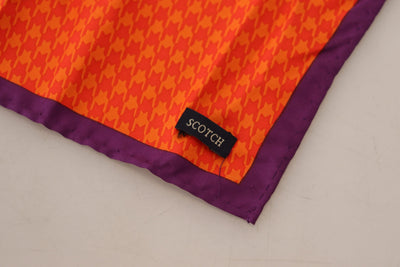 Scotch & Soda Orange Purple Silk Square Handkerchief Scarf