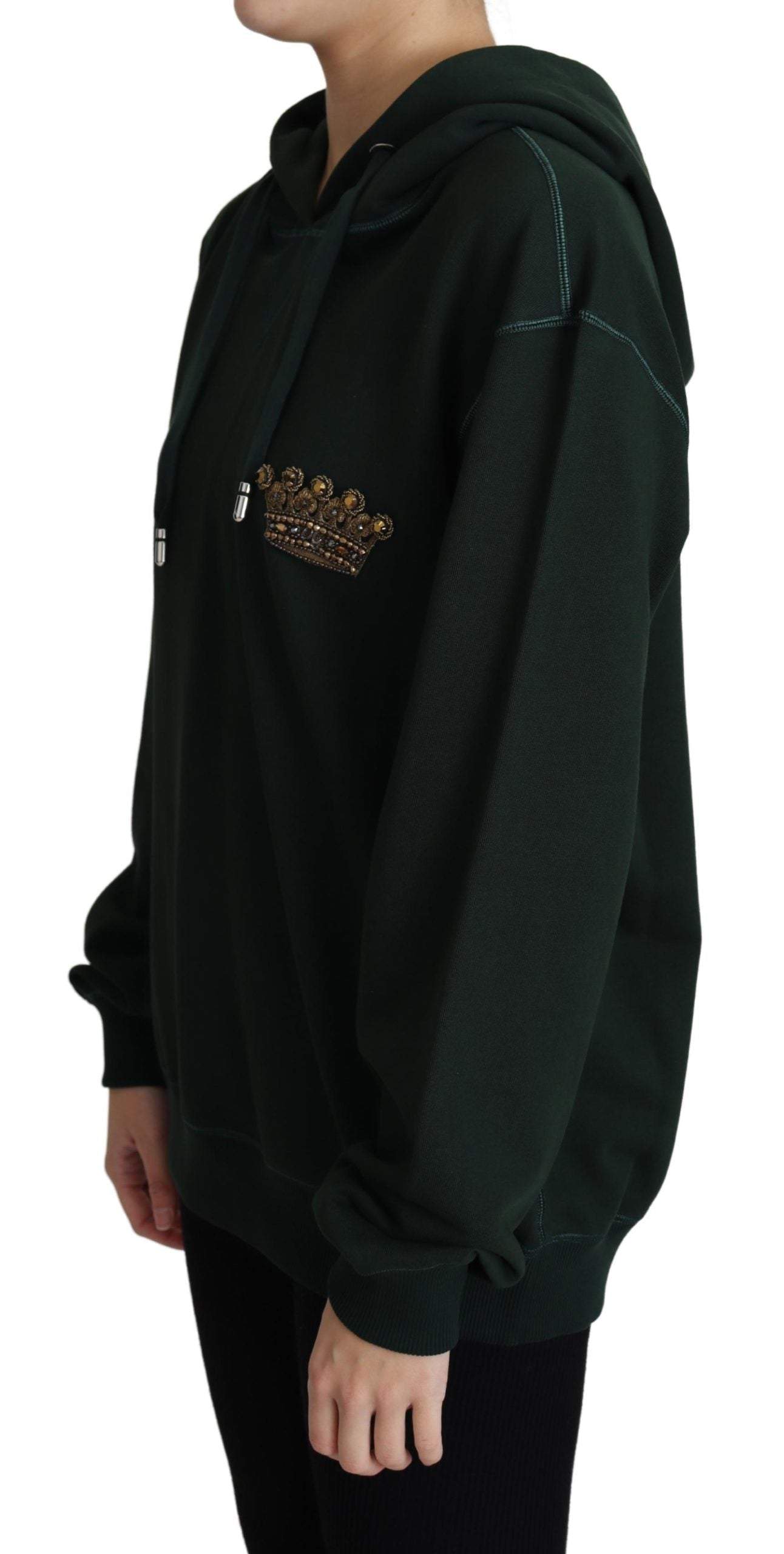 Dolce & Gabbana Dark Green Crown Embroidery Hoodie #women, Dark Green, Dolce & Gabbana, feed-agegroup-adult, feed-color-green, feed-gender-female, feed-size-IT36 | XS, feed-size-IT40|S, feed-size-IT42|M, IT36 | XS, IT38|XS, IT40|S, IT42|M, Sweaters - Women - Clothing, Women - New Arrivals at SEYMAYKA