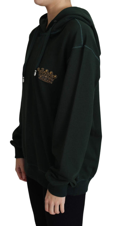 Dolce & Gabbana Dark Green Crown Embroidery Hoodie #women, Dark Green, Dolce & Gabbana, feed-agegroup-adult, feed-color-green, feed-gender-female, feed-size-IT36 | XS, feed-size-IT40|S, feed-size-IT42|M, IT36 | XS, IT38|XS, IT40|S, IT42|M, Sweaters - Women - Clothing, Women - New Arrivals at SEYMAYKA