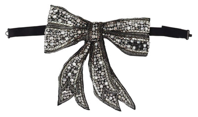 Dolce & Gabbana Silver Crystal Beaded Sequined Catwalk Necklace Bowtie #women, Accessories - New Arrivals, Dolce & Gabbana, feed-agegroup-adult, feed-color-Silver, feed-gender-female, Other - Women - Accessories, Silver at SEYMAYKA