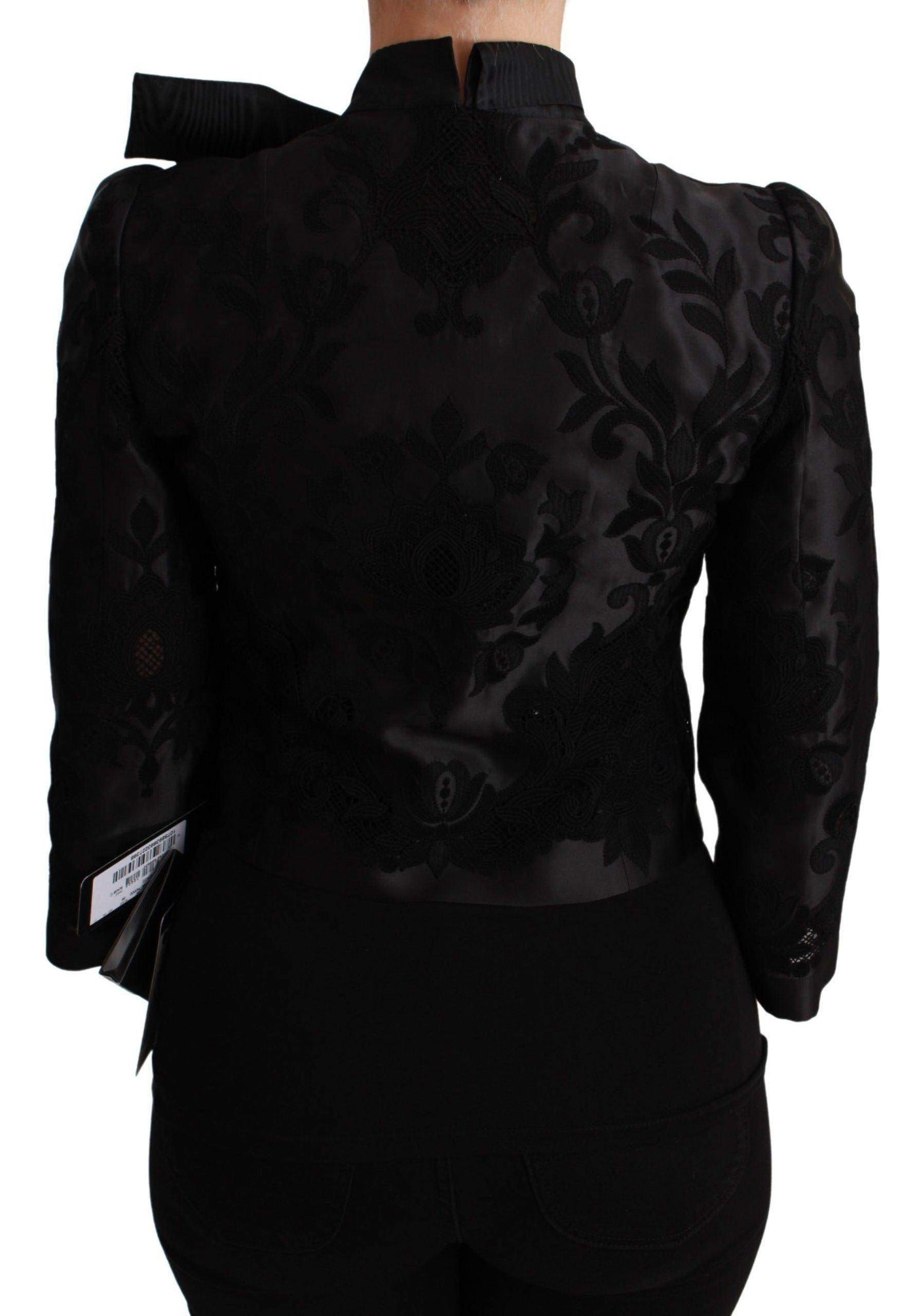Dolce & Gabbana  Black Floral Jacquard Blazer Silk Jacket #women, Black, Brand_Dolce & Gabbana, Catch, Dolce & Gabbana, feed-agegroup-adult, feed-color-black, feed-gender-female, feed-size-IT38|XS, Gender_Women, IT38|XS, Jackets & Coats - Women - Clothing, Kogan, Women - New Arrivals at SEYMAYKA