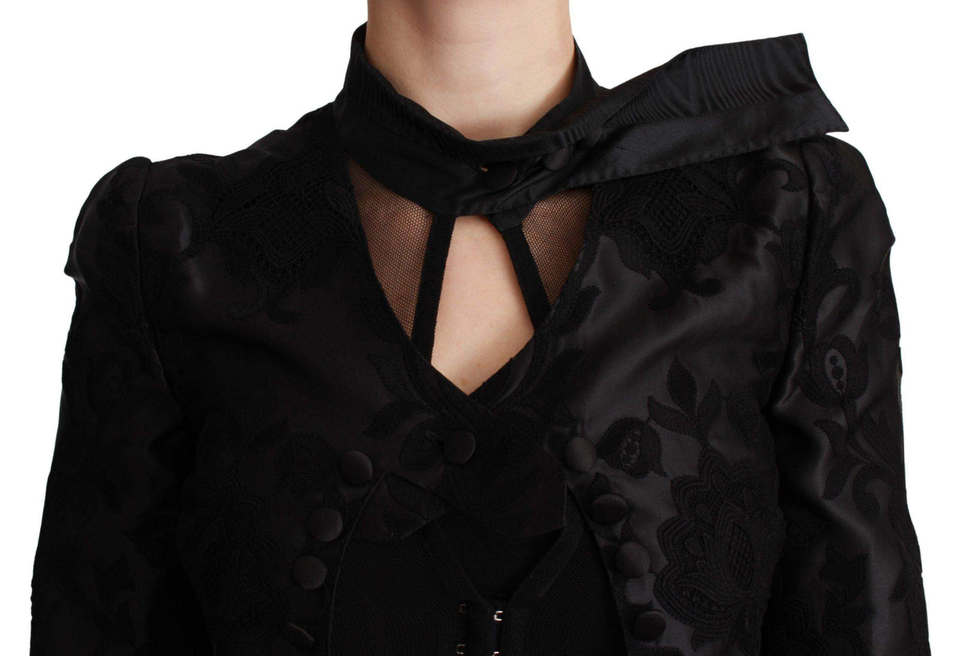 Dolce & Gabbana  Black Floral Jacquard Blazer Silk Jacket #women, Black, Brand_Dolce & Gabbana, Catch, Dolce & Gabbana, feed-agegroup-adult, feed-color-black, feed-gender-female, feed-size-IT38|XS, Gender_Women, IT38|XS, Jackets & Coats - Women - Clothing, Kogan, Women - New Arrivals at SEYMAYKA