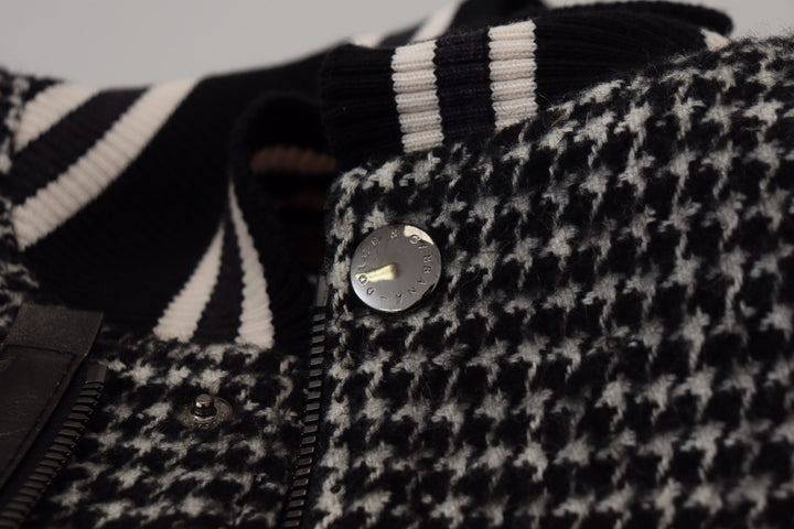 Dolce & Gabbana Black Houndstooth Polyester Bomber Jacket