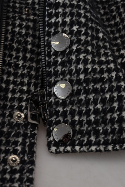 Dolce & Gabbana Black Houndstooth Polyester Bomber Jacket