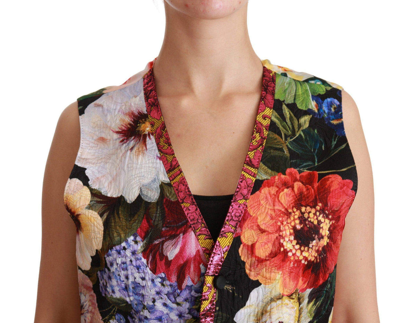 Dolce & Gabbana  Multicolor Floral Sleeveless Waistcoat Top Vest #women, Brand_Dolce & Gabbana, Catch, Dolce & Gabbana, feed-agegroup-adult, feed-color-multicolor, feed-gender-female, feed-size-IT40|S, Gender_Women, IT40|S, Kogan, Multicolor, Vest - Women - Clothing, Women - New Arrivals at SEYMAYKA