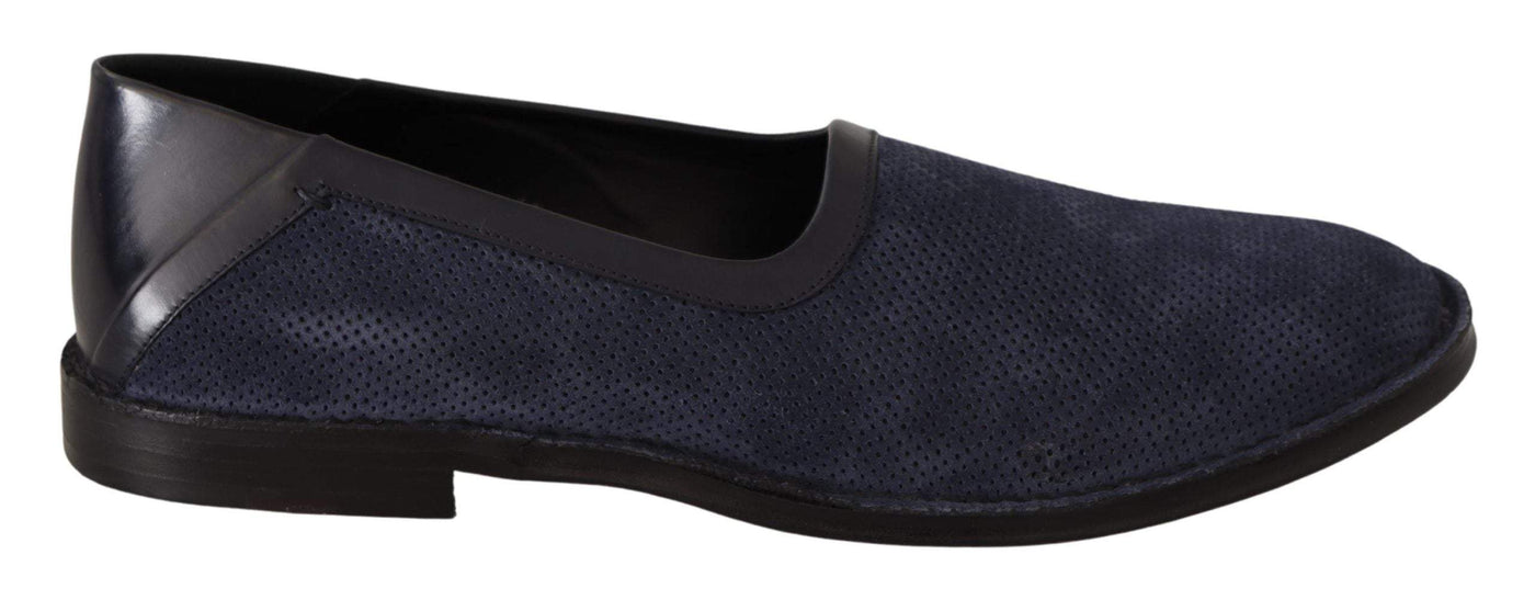 Dolce & Gabbana Blue Leather Perforated Slip On Loafers Shoes #men, Blue, Dolce & Gabbana, EU44/US11, feed-agegroup-adult, feed-color-Blue, feed-gender-male, Loafers - Men - Shoes at SEYMAYKA