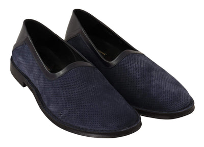 Dolce & Gabbana Blue Leather Perforated Slip On Loafers Shoes #men, Blue, Dolce & Gabbana, EU44/US11, feed-agegroup-adult, feed-color-Blue, feed-gender-male, Loafers - Men - Shoes at SEYMAYKA