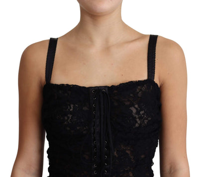 Dolce & Gabbana Black Lace Up Floral Corset Bustier Mini Dress #women, Black, Dolce & Gabbana, Dresses - Women - Clothing, feed-agegroup-adult, feed-color-black, feed-gender-female, feed-size-IT38|XS, feed-size-IT42|M, IT38|XS, IT42|M, Women - New Arrivals at SEYMAYKA