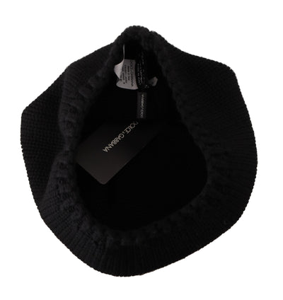 Dolce & Gabbana Black Virgin Wool Knitted  Winter Beanie Hat