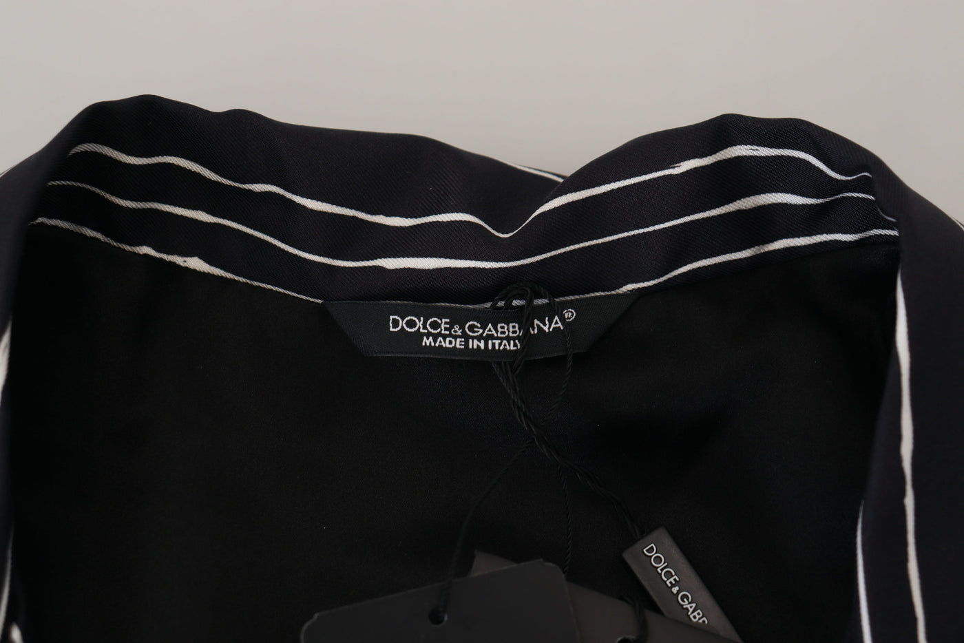 Dolce & Gabbana Blue Striped Silk Pajama Shirt Jacket