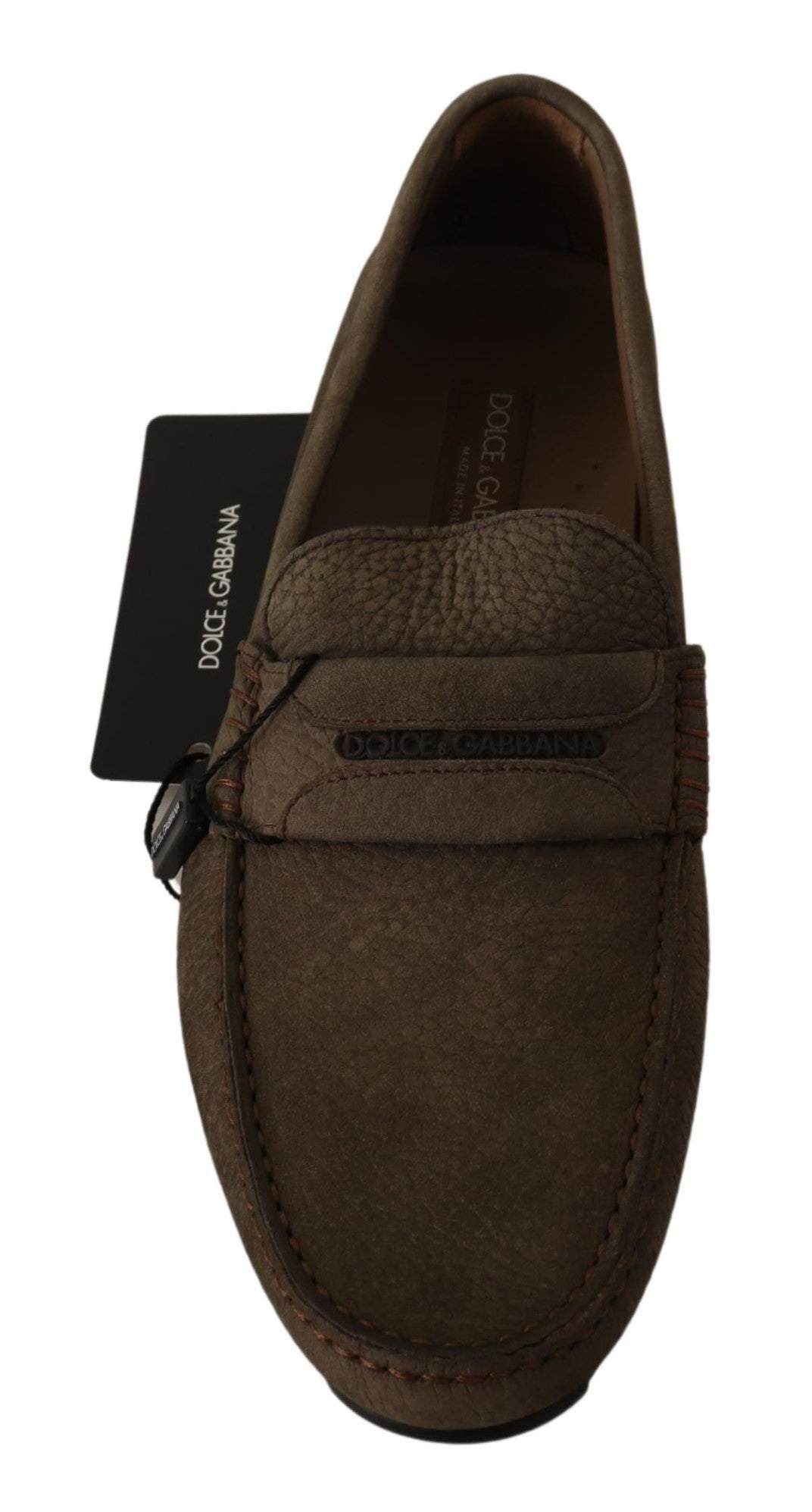Dolce & Gabbana Brown Leather Flat Slip On Mocassin Shoes #men, Brown, Dolce & Gabbana, EU39/US6, EU40/US7, EU42/US9, EU43/US10, EU45/US12, feed-agegroup-adult, feed-color-Brown, feed-gender-male, Loafers - Men - Shoes at SEYMAYKA