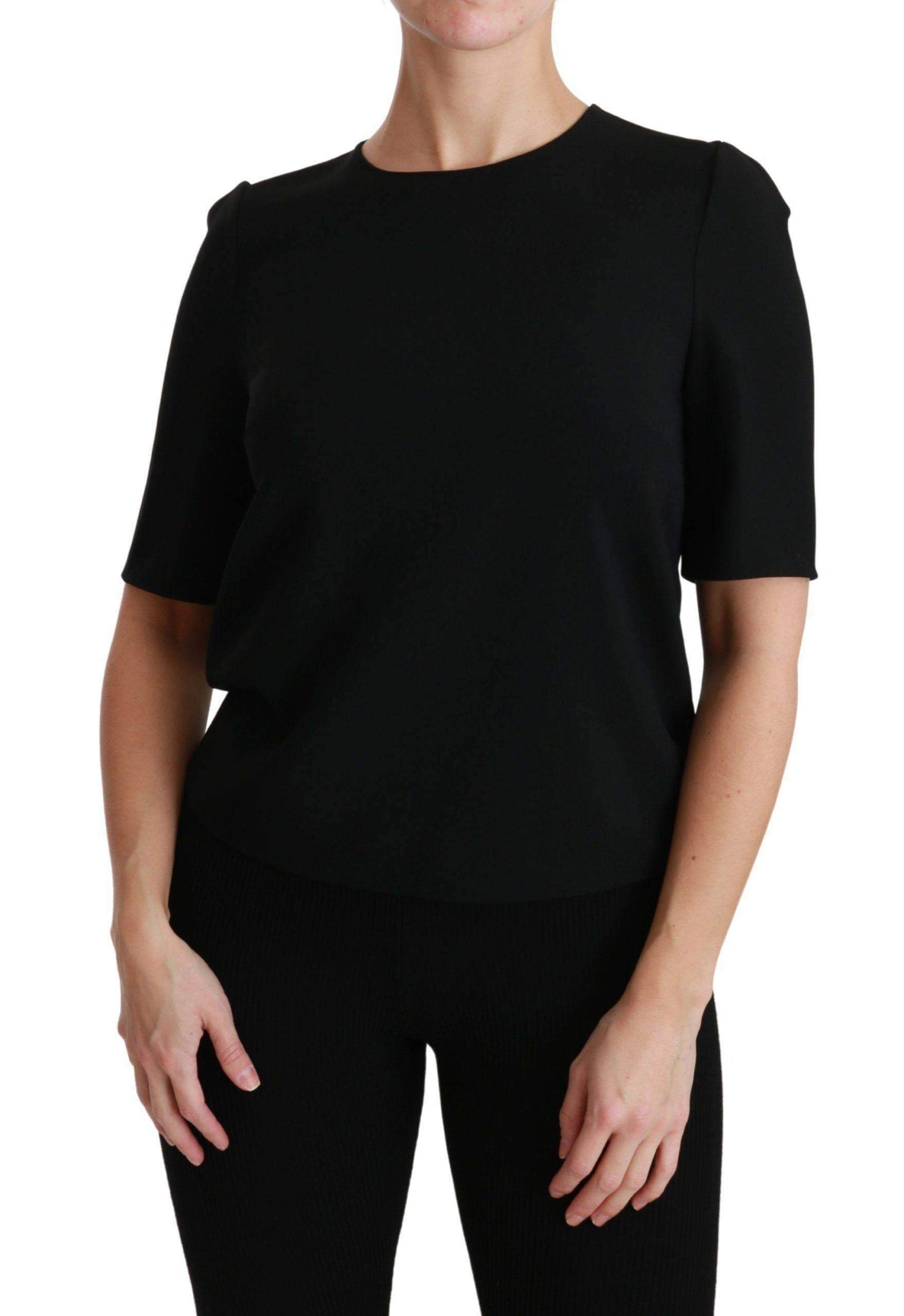 Dolce & Gabbana  Black Short Sleeve Casual Top Stretch Blouse #women, Black, Brand_Dolce & Gabbana, Catch, Dolce & Gabbana, feed-agegroup-adult, feed-color-black, feed-gender-female, feed-size-IT40|S, Gender_Women, IT40|S, Kogan, Tops & T-Shirts - Women - Clothing, Women - New Arrivals at SEYMAYKA