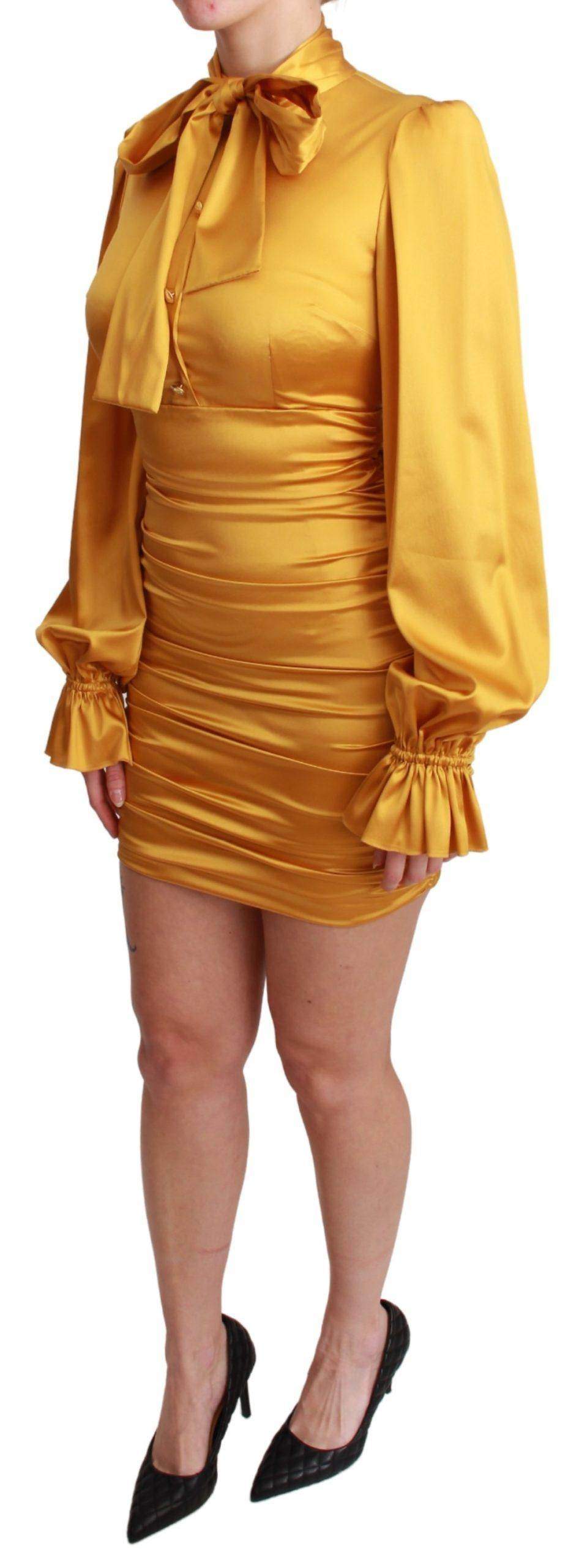 Dolce & Gabbana  Yellow Silk Stretch Sheath Bodycon Mini Dress #women, Brand_Dolce & Gabbana, Catch, Clothing_Dress, Dolce & Gabbana, Dresses - Women - Clothing, feed-agegroup-adult, feed-color-yellow, feed-gender-female, feed-size-IT40|S, Gender_Women, IT40|S, Kogan, Women - New Arrivals, Yellow at SEYMAYKA