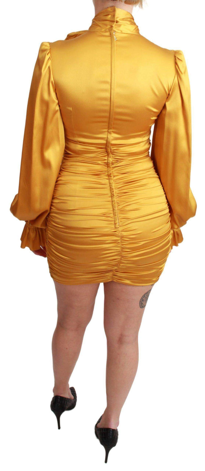 Dolce & Gabbana  Yellow Silk Stretch Sheath Bodycon Mini Dress #women, Brand_Dolce & Gabbana, Catch, Clothing_Dress, Dolce & Gabbana, Dresses - Women - Clothing, feed-agegroup-adult, feed-color-yellow, feed-gender-female, feed-size-IT40|S, Gender_Women, IT40|S, Kogan, Women - New Arrivals, Yellow at SEYMAYKA