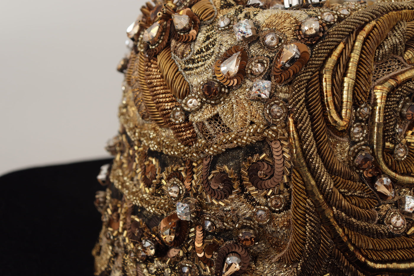 Dolce & Gabbana Gold Embellished Crystal Rhinestone Embroidered Fedora Hat