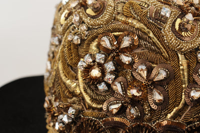 Dolce & Gabbana Gold Embellished Crystal Rhinestone Embroidered Fedora Hat