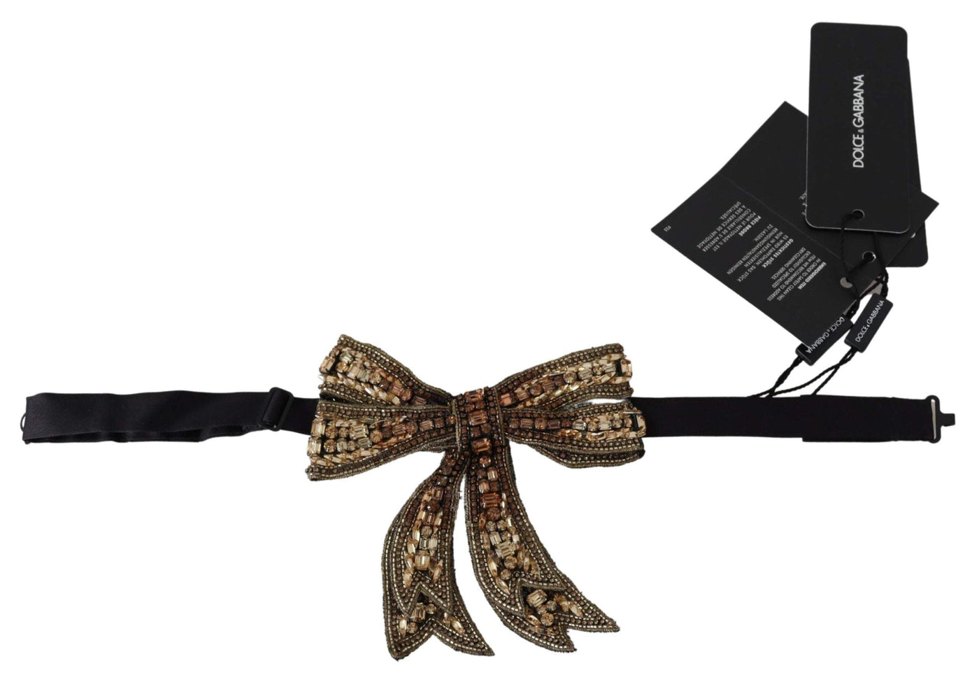 Dolce & Gabbana Gold Crystal Beaded Sequined Silk Catwalk Necklace Bowtie #women, Accessories - New Arrivals, Dolce & Gabbana, feed-agegroup-adult, feed-color-Gold, feed-gender-female, Gold, Other - Women - Accessories at SEYMAYKA