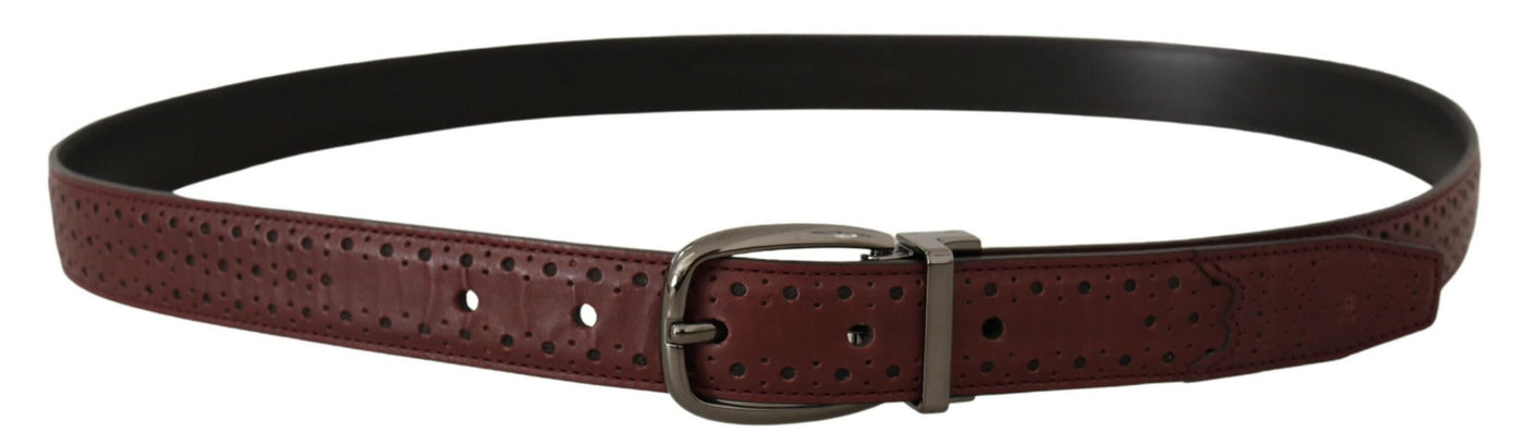 Dolce & Gabbana Brown Perforated Leather Metal Buckle Belt