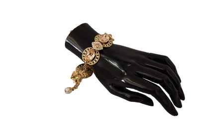 Dolce & Gabbana Gold Brass Chain Champagne Crystal Statet Charms Bracelet Bracelets - Women - Jewelry, Dolce & Gabbana, feed-1, Gold at SEYMAYKA