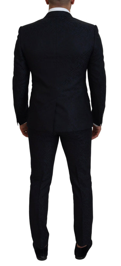 Dolce & Gabbana Blue Fantasy Silk Wool MARTINI Slim Fit Suit