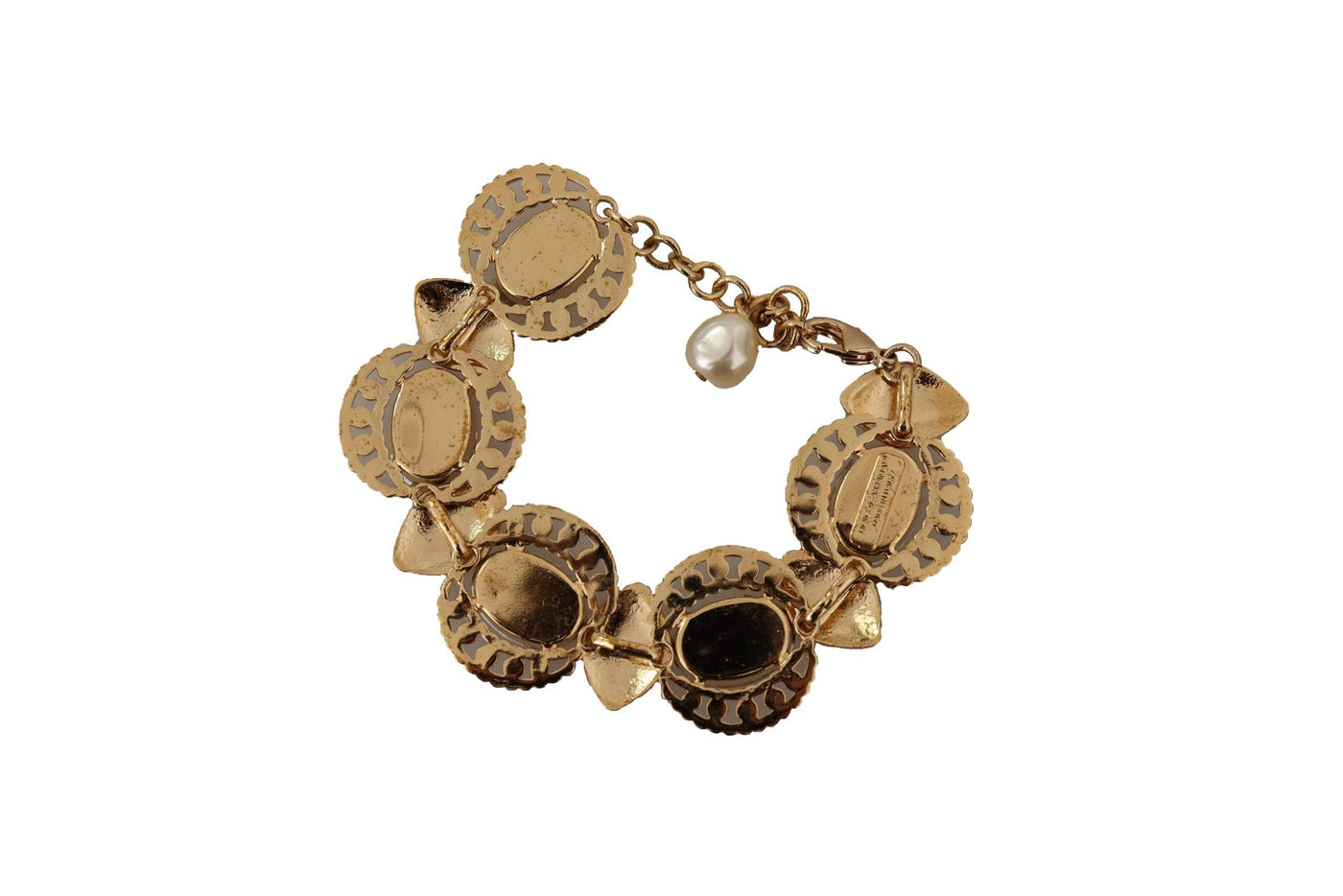 Dolce & Gabbana Gold Brass Chain Champagne Crystal Statet Charms Bracelet Bracelets - Women - Jewelry, Dolce & Gabbana, feed-1, Gold at SEYMAYKA