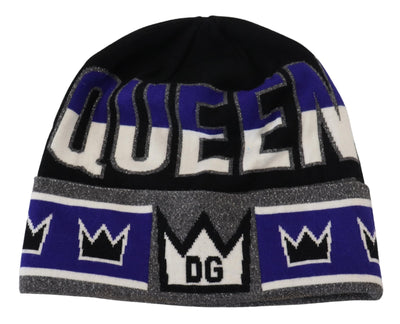 Dolce & Gabbana Multicolor DG Queen Print Winter Beanie Cap Hat