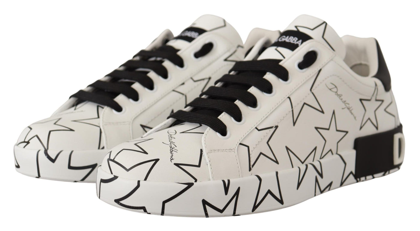 White Leather Stars Low Top Sneakers Shoes
