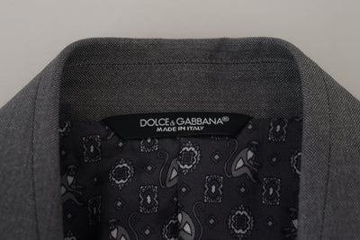 Dolce & Gabbana Gray Wool Silk Slim Fit Jacket Blazer