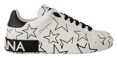White Leather Stars Low Top Sneakers Shoes