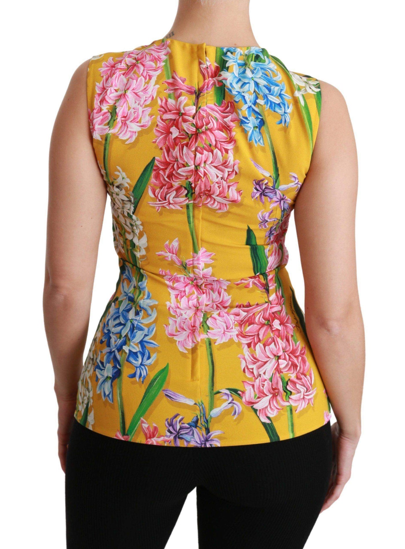 Dolce & Gabbana  Yellow Floral Stretch Top Tank Blouse #women, Brand_Dolce & Gabbana, Catch, Dolce & Gabbana, feed-agegroup-adult, feed-color-yellow, feed-gender-female, feed-size-IT42|M, feed-size-IT44|L, Gender_Women, IT42|M, IT44|L, Kogan, Tops & T-Shirts - Women - Clothing, Women - New Arrivals, Yellow at SEYMAYKA
