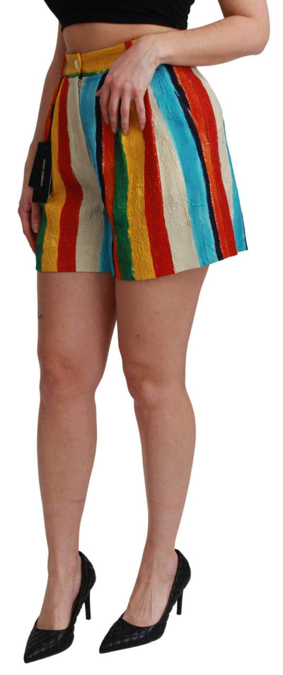 Dolce & Gabbana  Multicolor Riga Pittorica Mini Shorts #women, Brand_Dolce & Gabbana, Catch, Dolce & Gabbana, feed-agegroup-adult, feed-color-multicolor, feed-gender-female, feed-size-IT38|XS, feed-size-IT40|S, feed-size-IT42|M, feed-size-IT44|L, Gender_Women, IT38|XS, IT40|S, IT42|M, IT44|L, Kogan, Multicolor, Shorts - Women - Clothing, Women - New Arrivals at SEYMAYKA