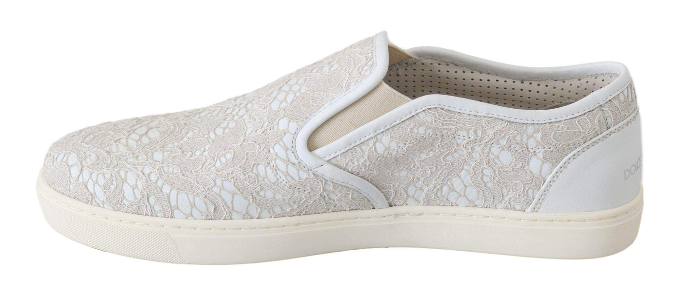 Dolce & Gabbana White Leather Lace Slip On Loafers Shoes #women, Brand_Dolce & Gabbana, Catch, Category_Shoes, Dolce & Gabbana, EU35/US4.5, EU41/US10.5, feed-agegroup-adult, feed-color-white, feed-gender-female, feed-size-US10.5, feed-size-US4.5, Gender_Women, Kogan, Shoes - New Arrivals, Sneakers - Women - Shoes, White at SEYMAYKA