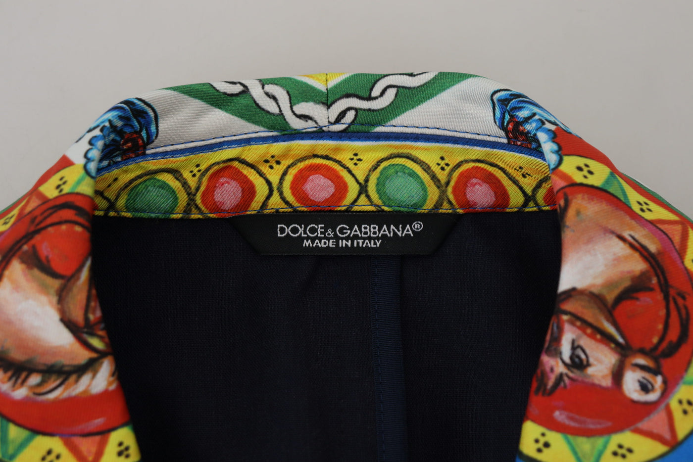 Dolce & Gabbana Multicolor Dragon Print Silk Slim Fit Blazer