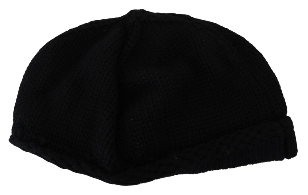 Dolce & Gabbana Black Virgin Wool Women Winter Beanie Cap Hat