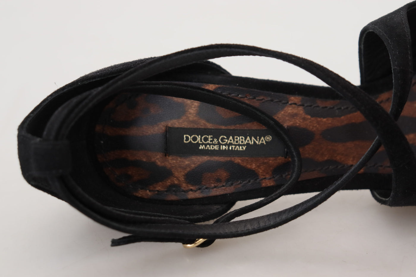 Dolce & Gabbana Black Suede Ankle Strap Pumps Heels Shoes