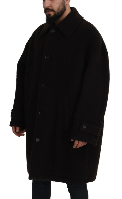 Dolce & Gabbana Black Alpaca Button Down Trench Coat Jacket