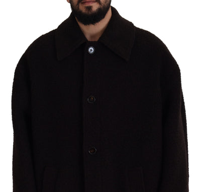 Dolce & Gabbana Black Alpaca Button Down Trench Coat Jacket